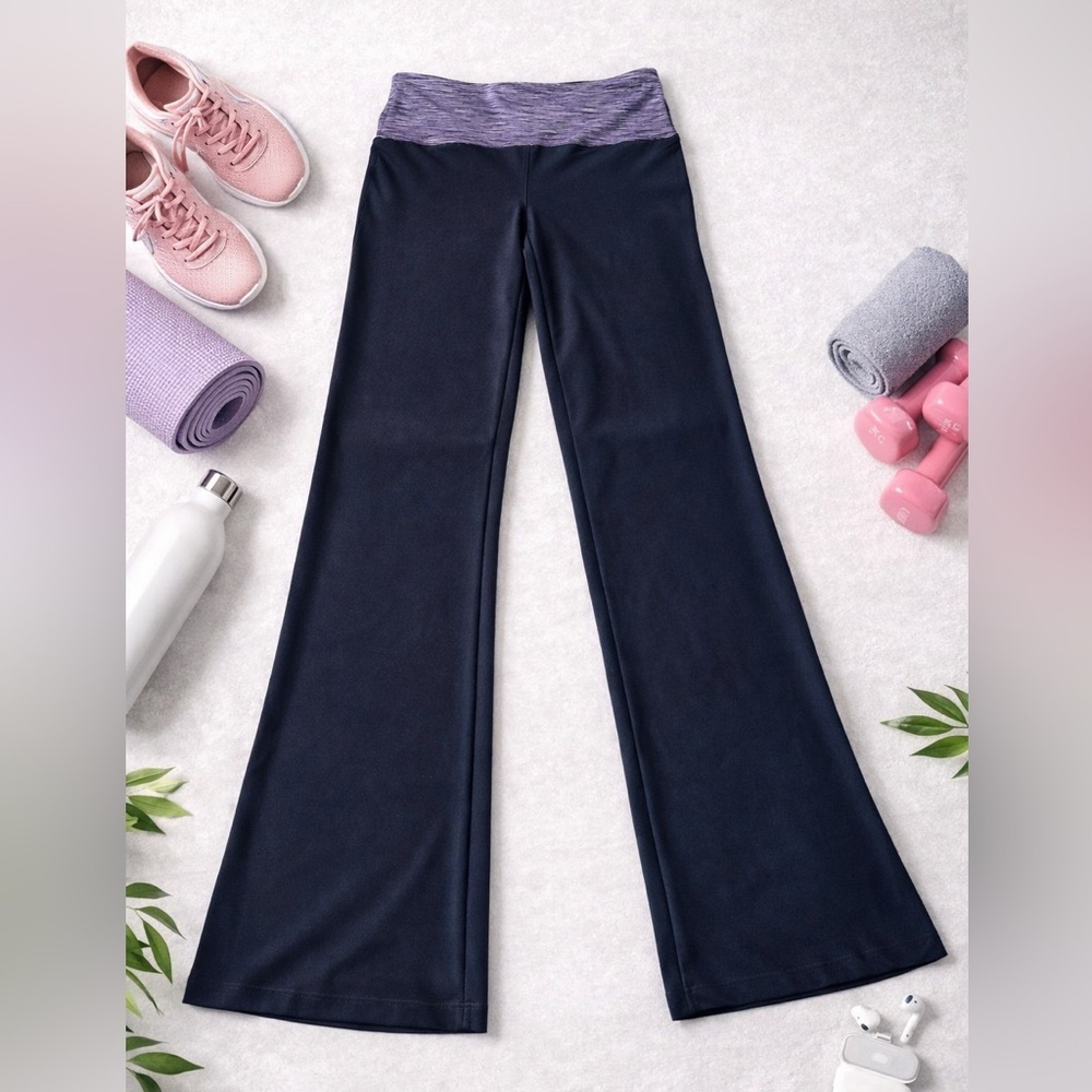 Athleta Vogo High Waist Bootcut Leggings Large Navy Flare Yoga Athleisure EUC
